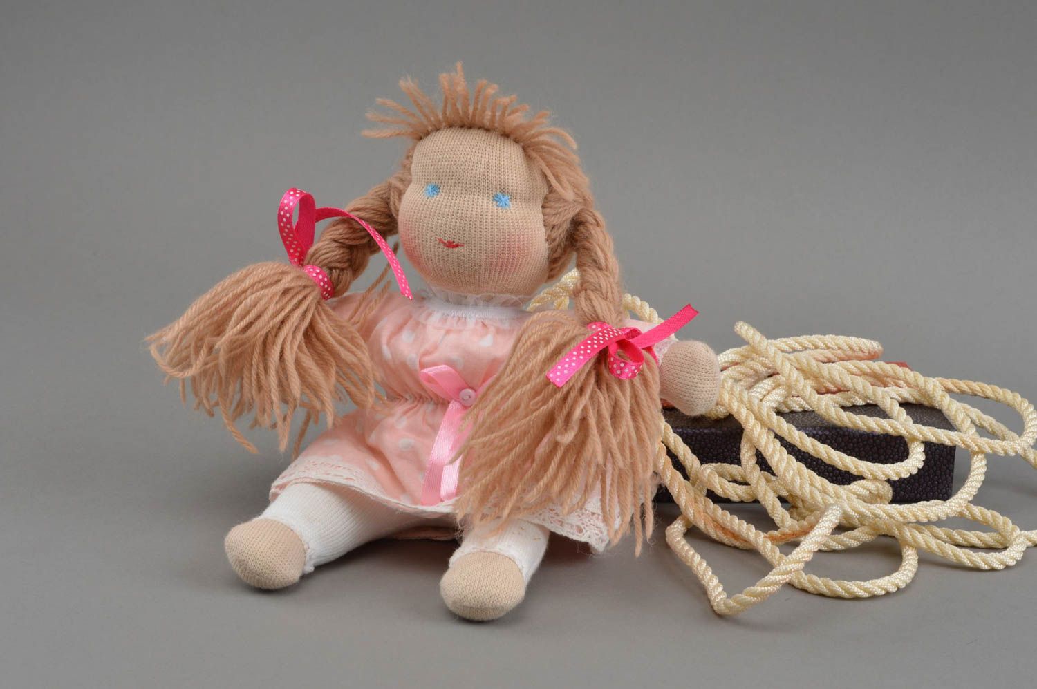 Doll made of natural fabrics handmade soft toy stuffed toy for children photo 1