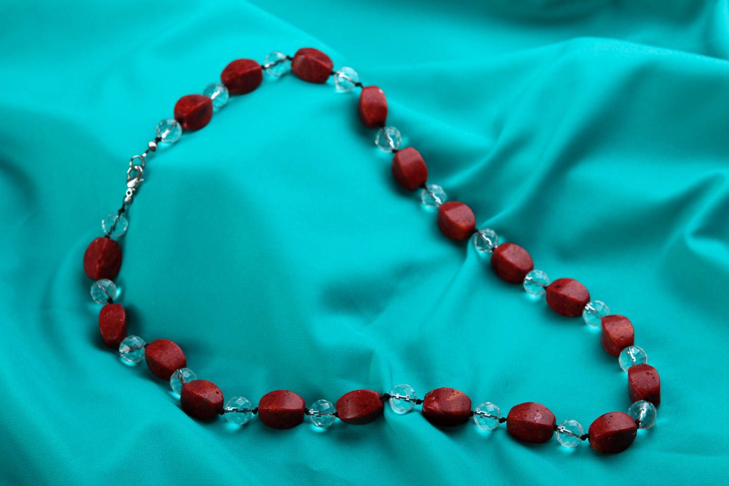 Handmade Perlen Schmuck Halskette Damen Geschenk für Frauen aus Korallen rot foto 1