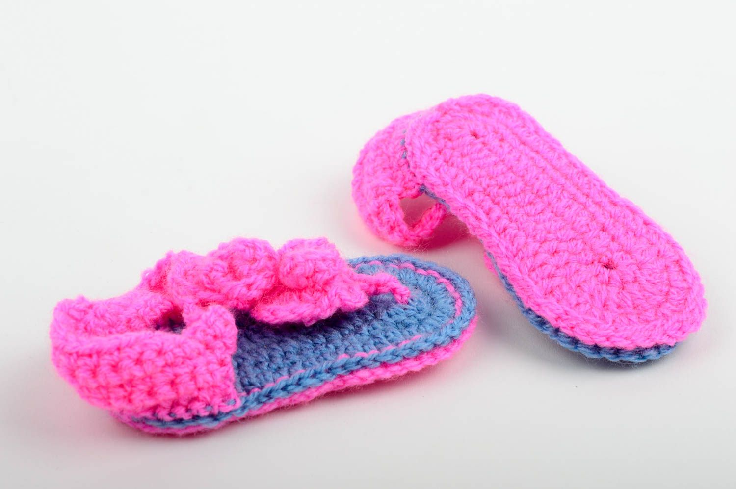Sandales bébé Chaussures enfant fait main rose bleu Accessoire enfant cadeau photo 6