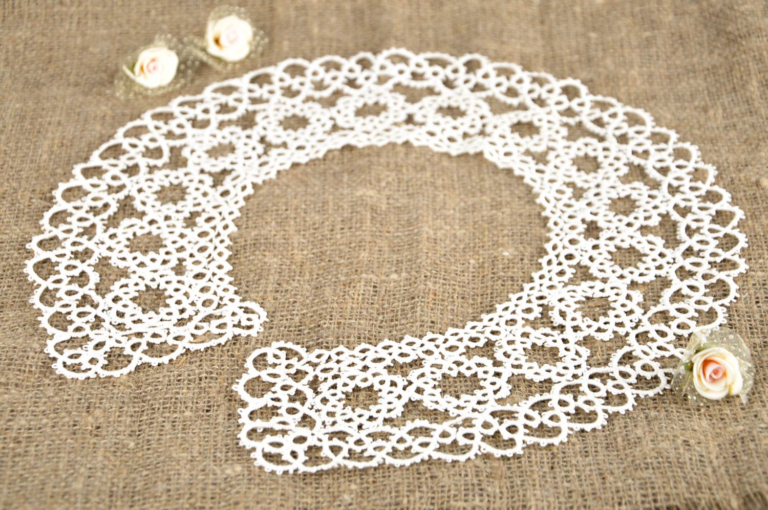 Stylish handmade textile necklace woven lace necklace collar necklace gift ideas photo 1