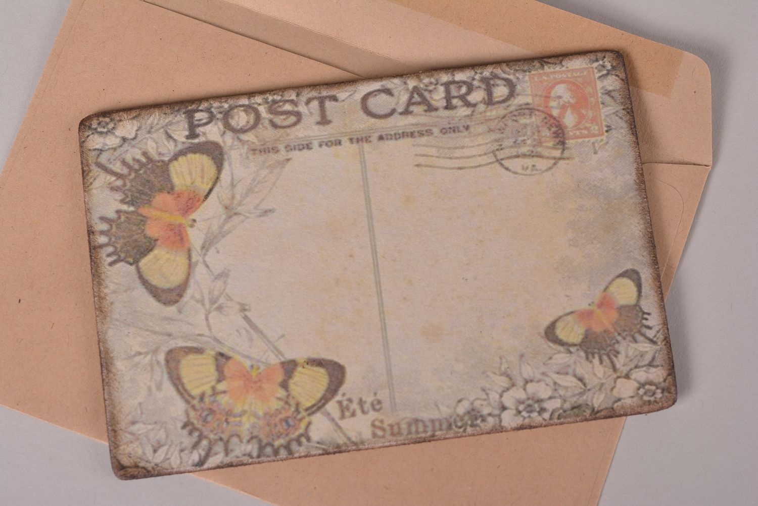 Beautiful handmade greeting card vintage post card decoupage ideas small gifts photo 2