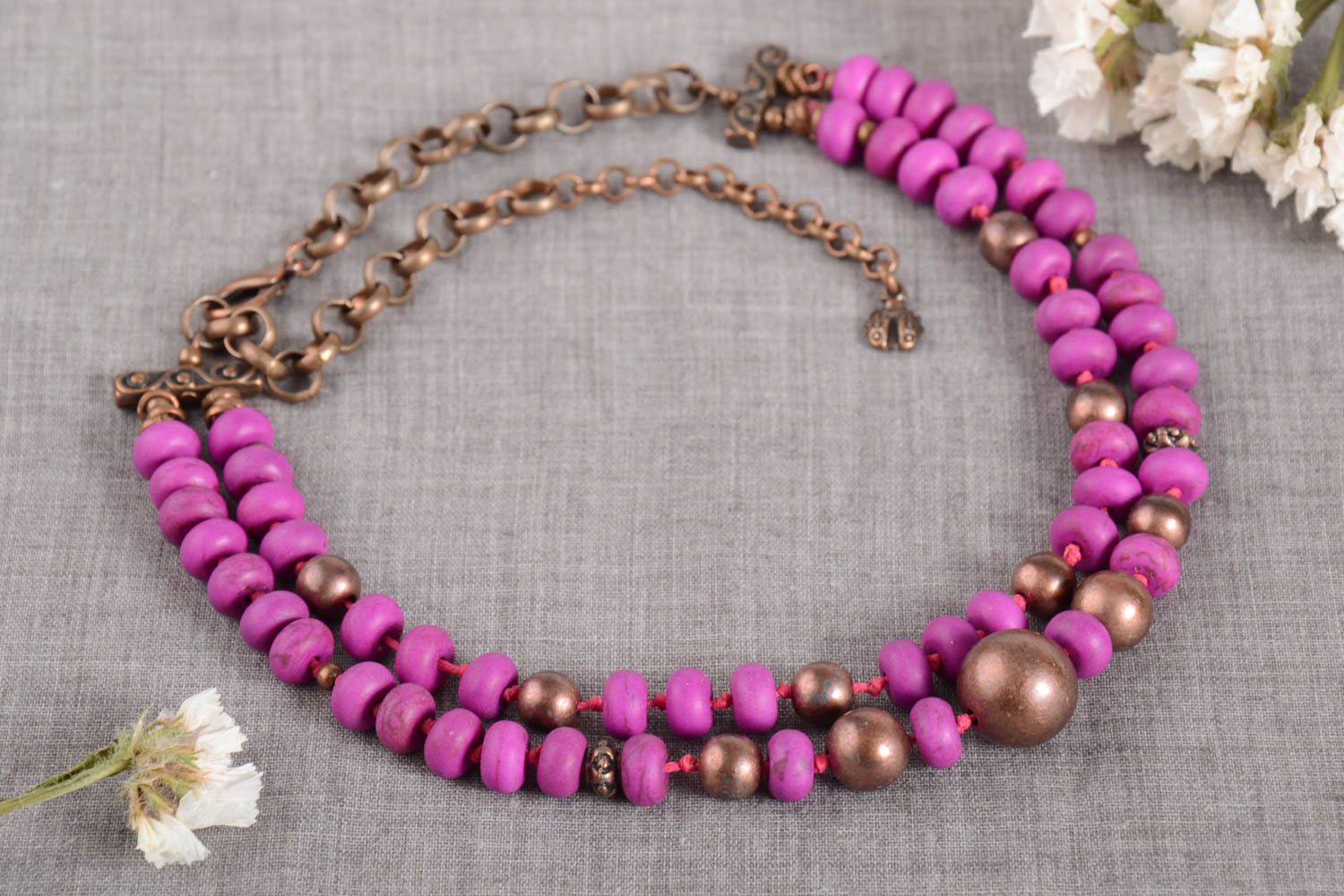 Handmade gemstone necklace woven bead necklace fashion accessories for girls photo 1