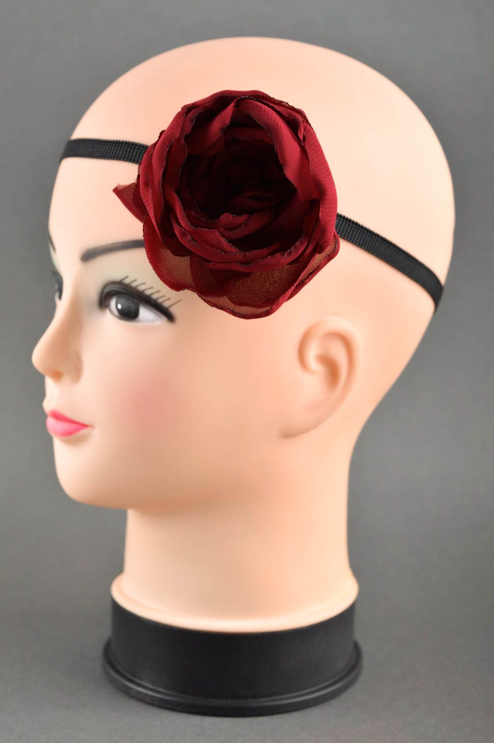 Bordeaux Haarband mit Blumen handmade Accessoire für Kinder Mädchen Haarschmuck foto 1