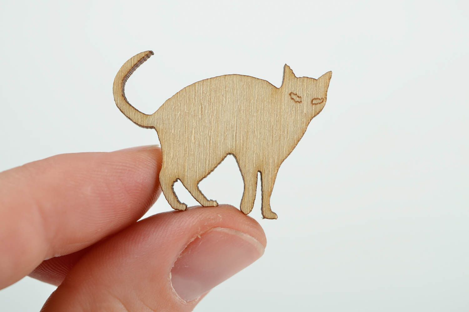 Handgemachte Holzrohling zum Bemalen Miniatur Figur schlaue Katze Holz Figur foto 2