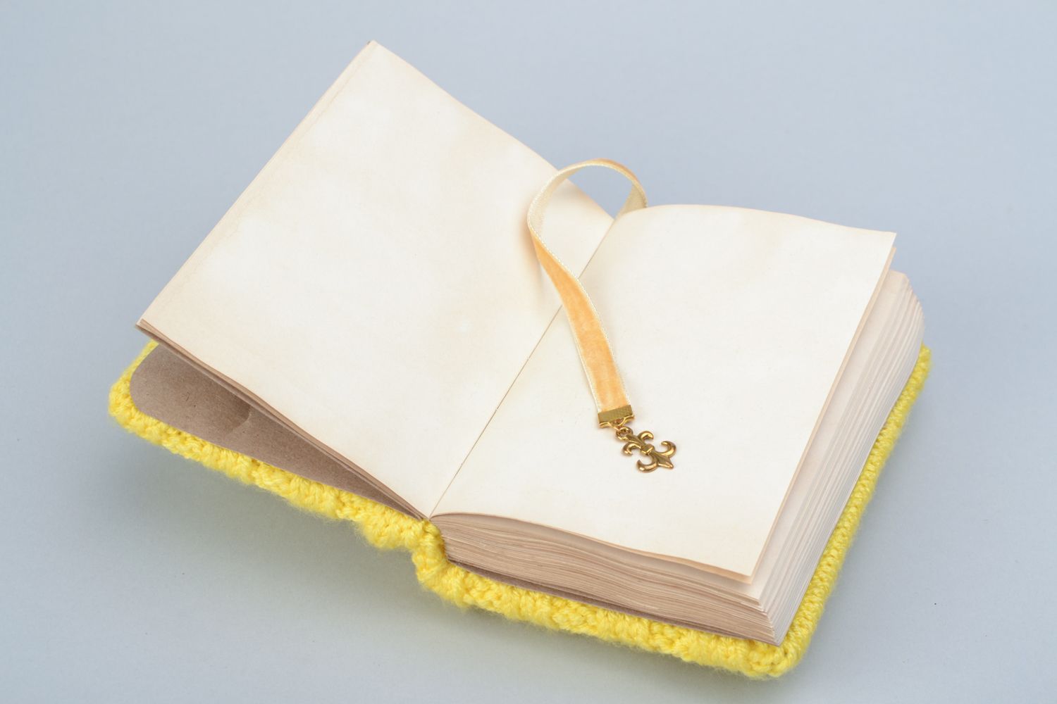 Yellow notebook in knit cover photo 3