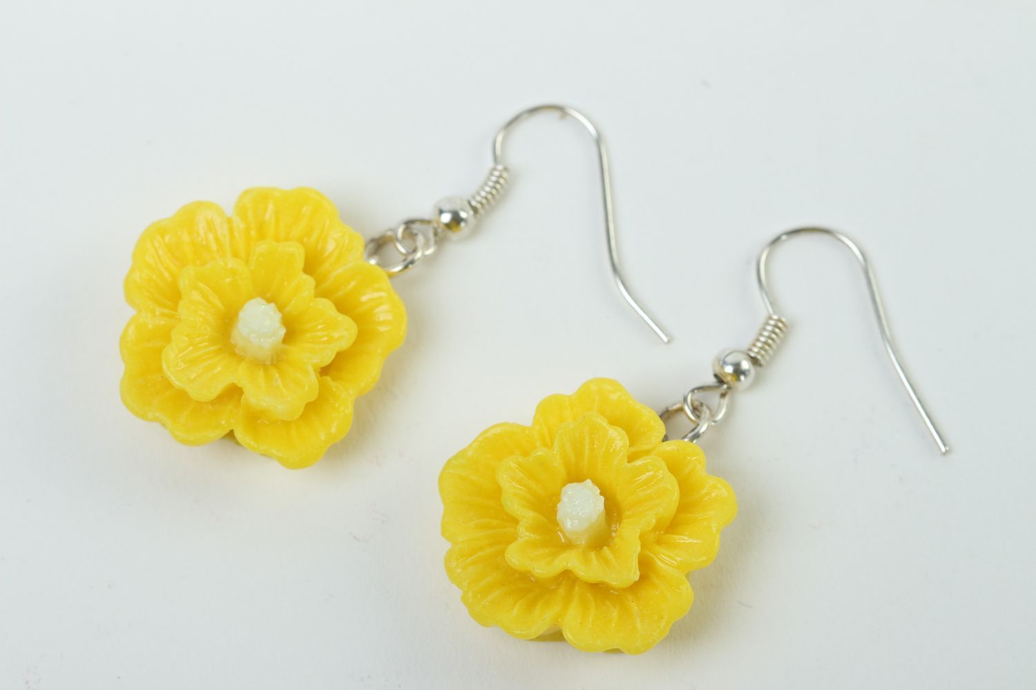 Handmade flower earrings bright yellow earrings cute designer jewelry photo 2
