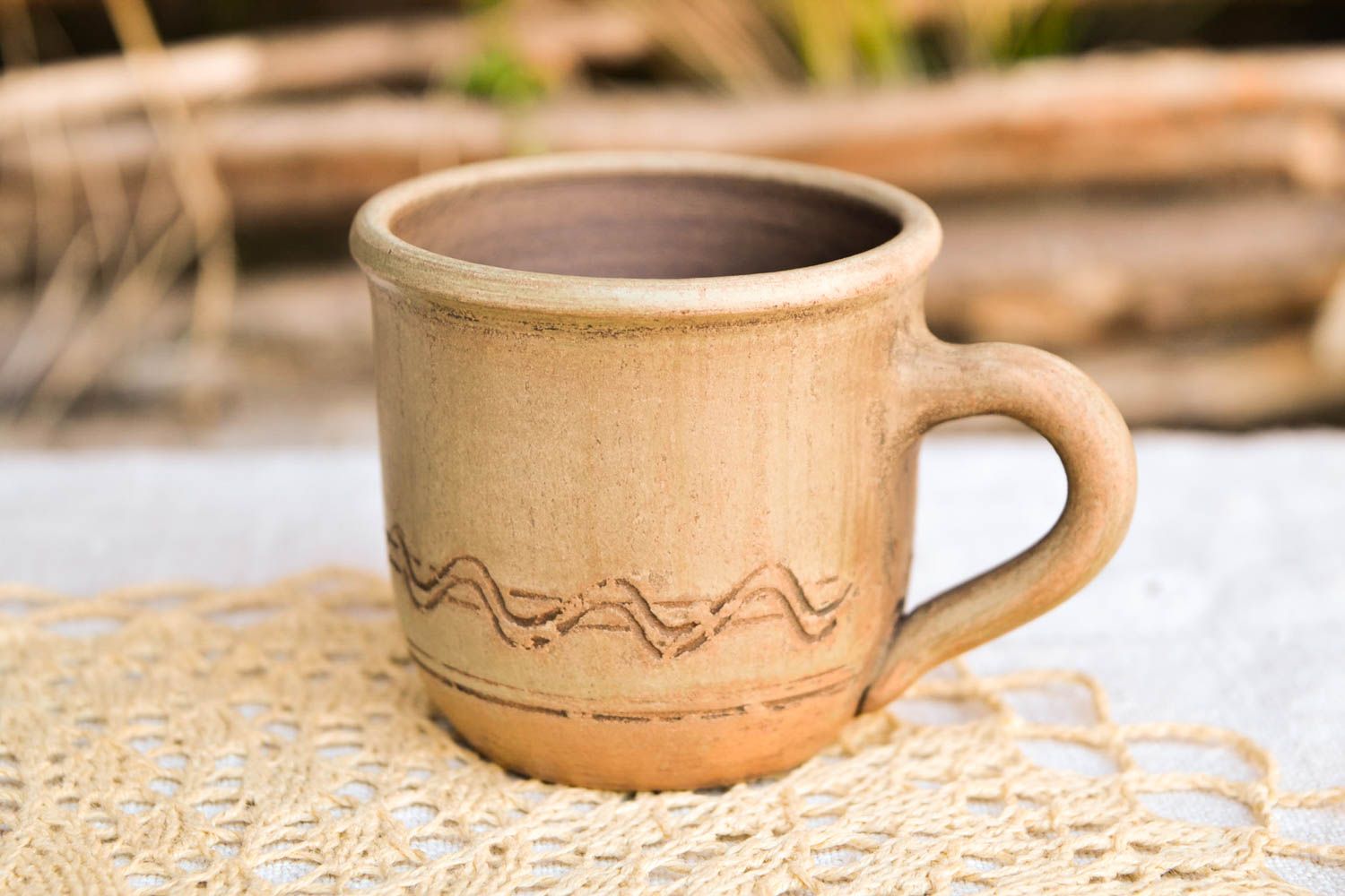 Глиняная чашка ручной работы кофейная чашка с росписью кофейная посуда 100 мл фото 1