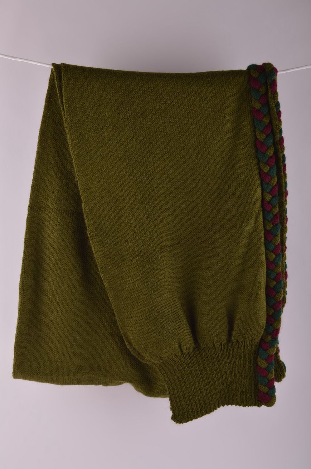Шарф ручной работы шарф на шею из акрила и шерсти женский шарф вязаный фото 4