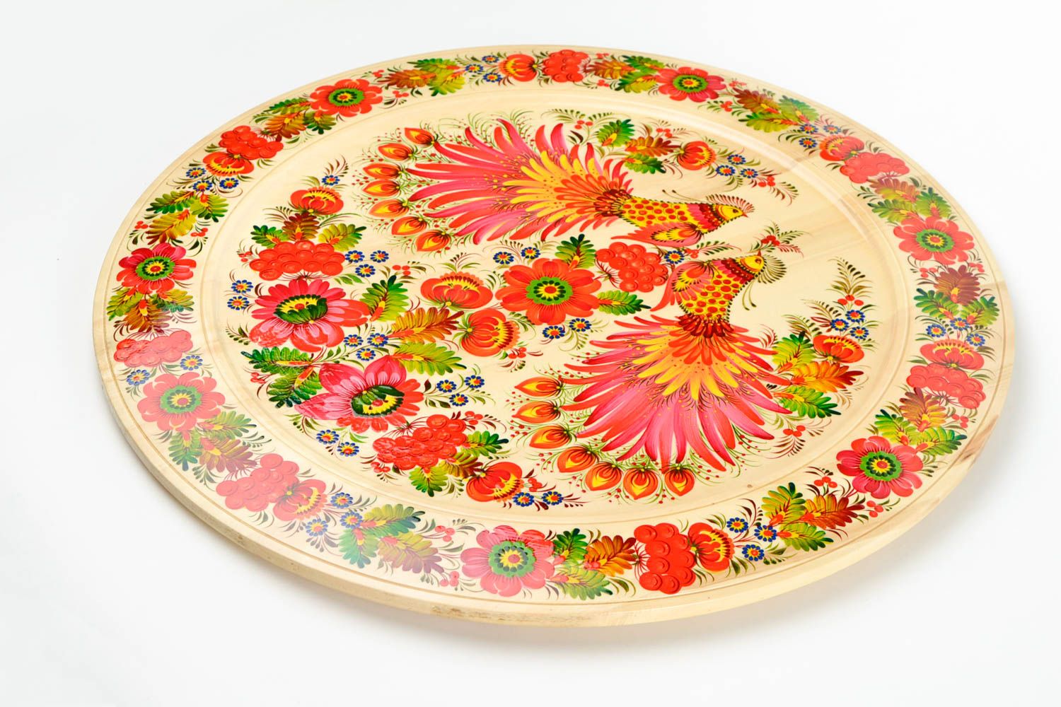 Деревянная тарелка ручной работы декор для дома декоративная тарелка яркая фото 3