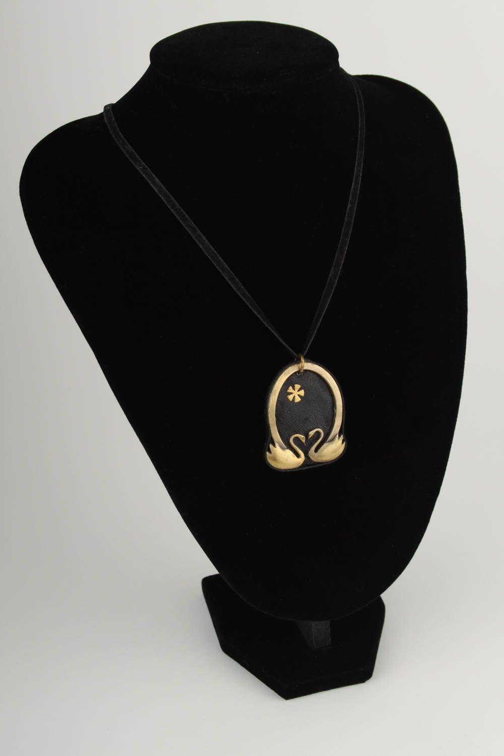 Handmade jewelry leather pendant metal pendant women pendant with cord girl gift photo 1