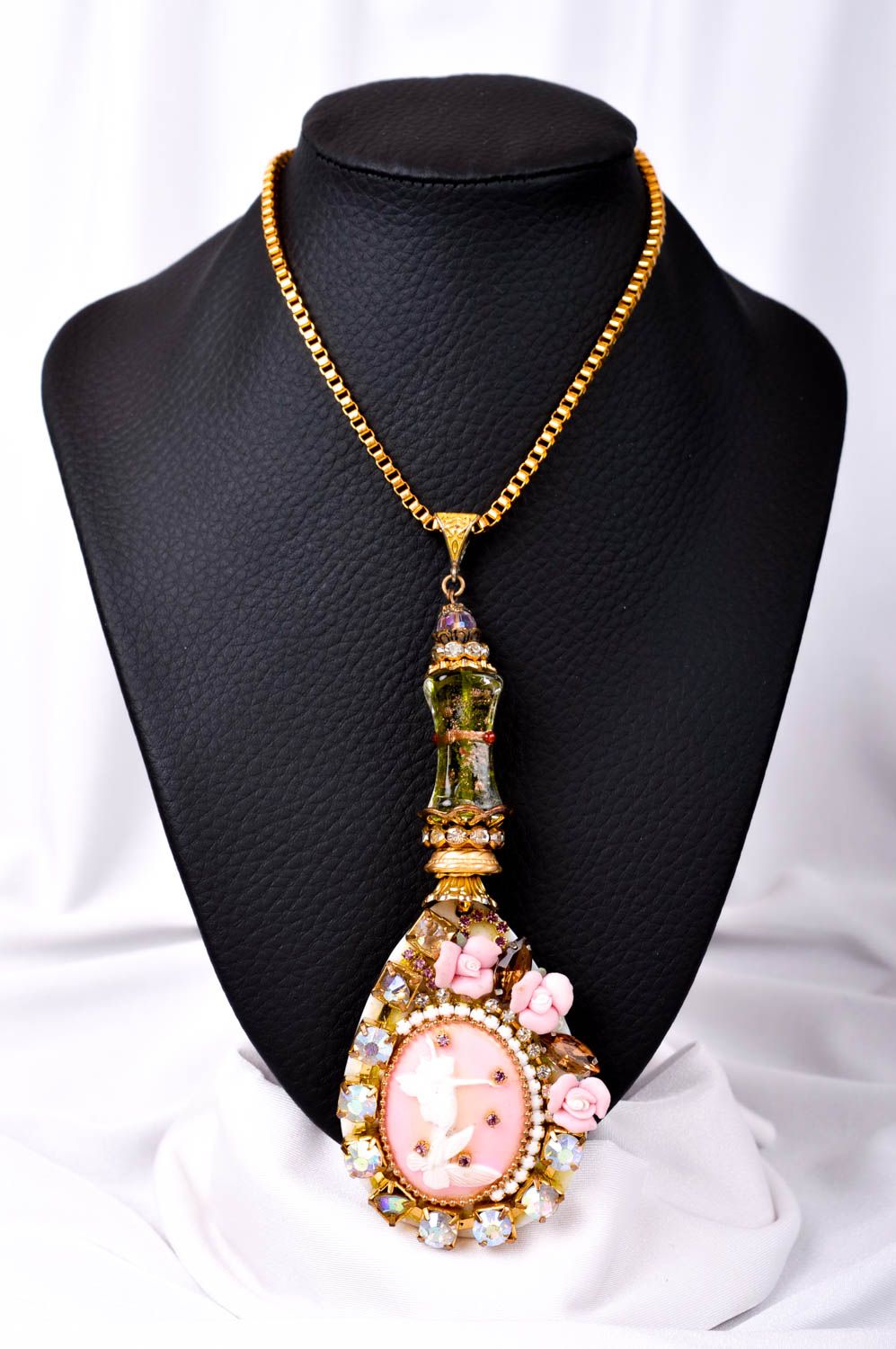 Handmade pendant unusual pendant for women designer accessory with stones photo 1
