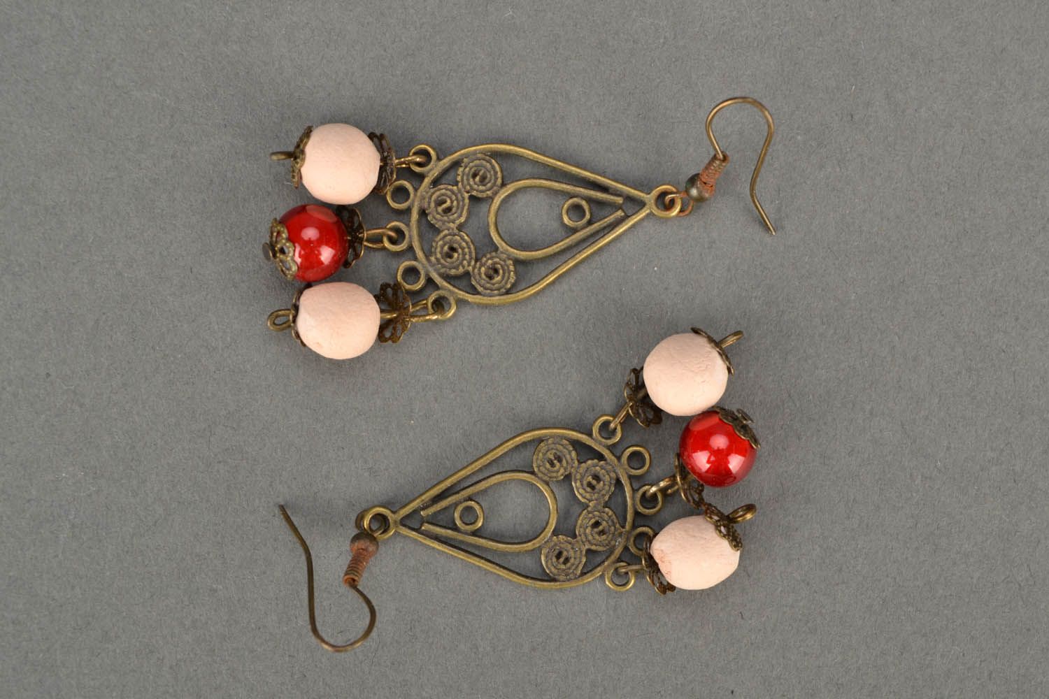 Long earrings with ceramic beads  photo 3