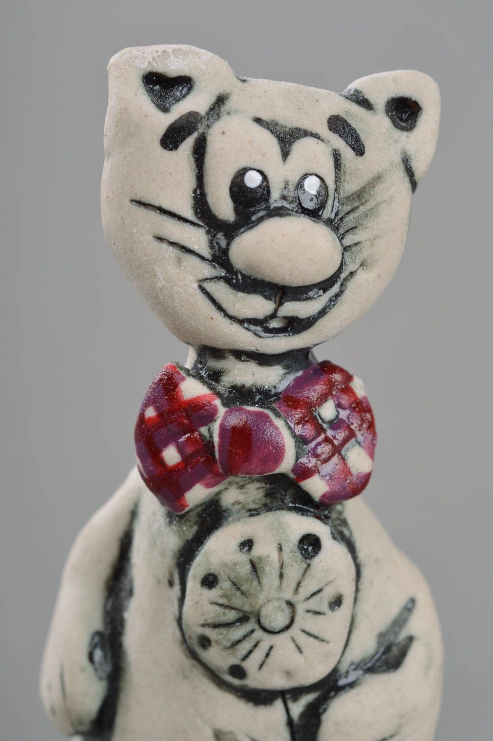 Figurine chat en porcelaine peinte de glaçure et acrylique faite main décorative photo 3