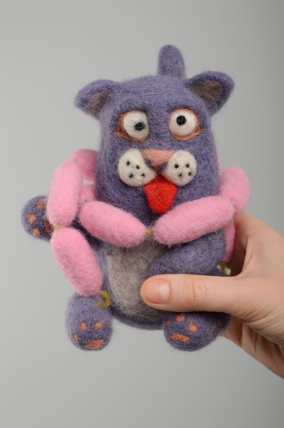 Felt toy Cat with Sausages photo 5