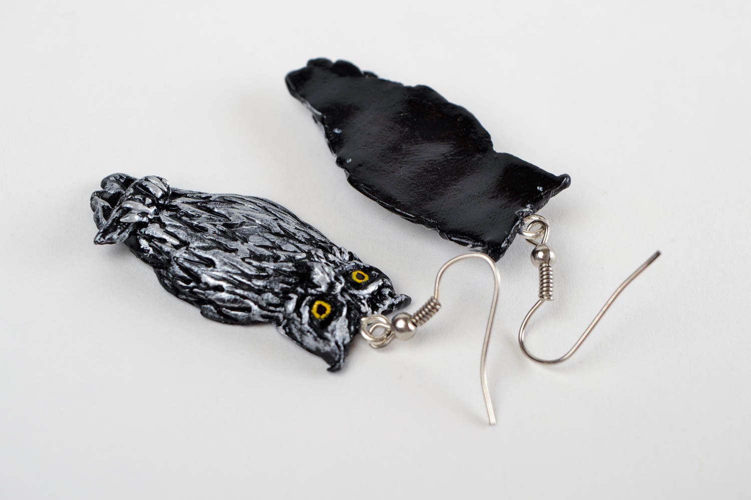 Модные серьги украшение ручной работы серьги из полимерной глины Ночные совы фото 4