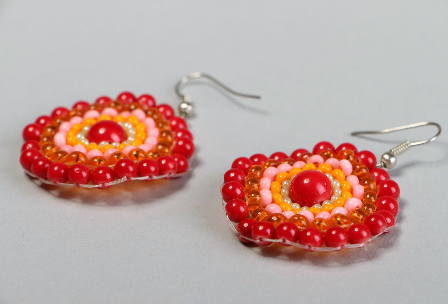 Earrings made of beads and corals photo 1