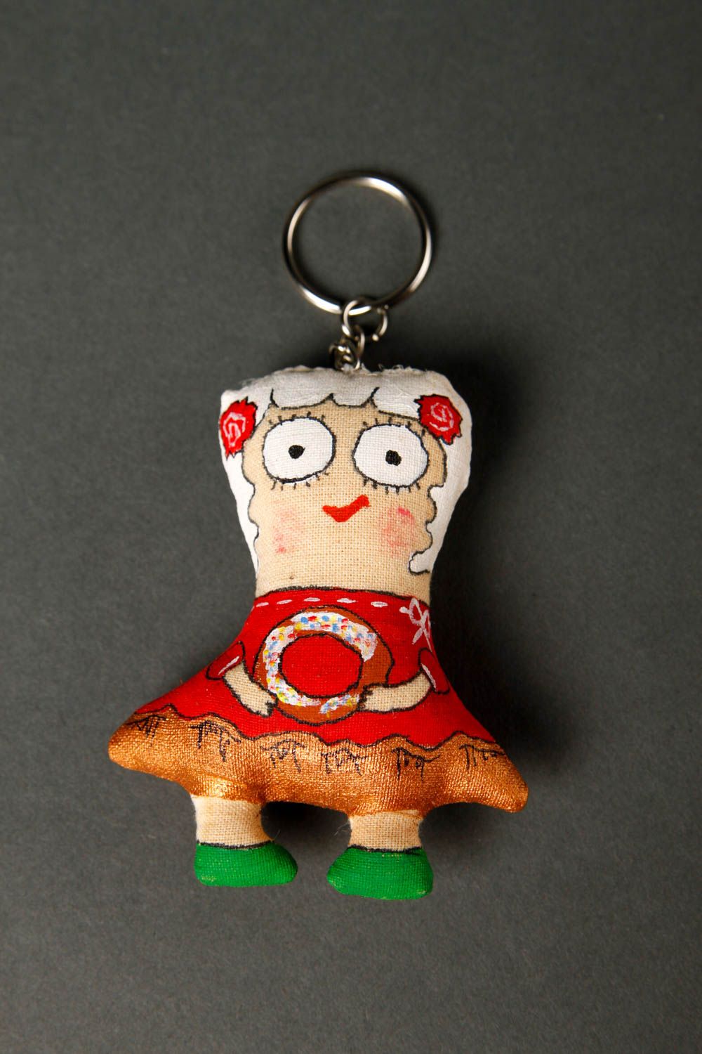 Porte-clés fait main Porte-clefs design poupée en toile de coton Petit cadeau photo 3