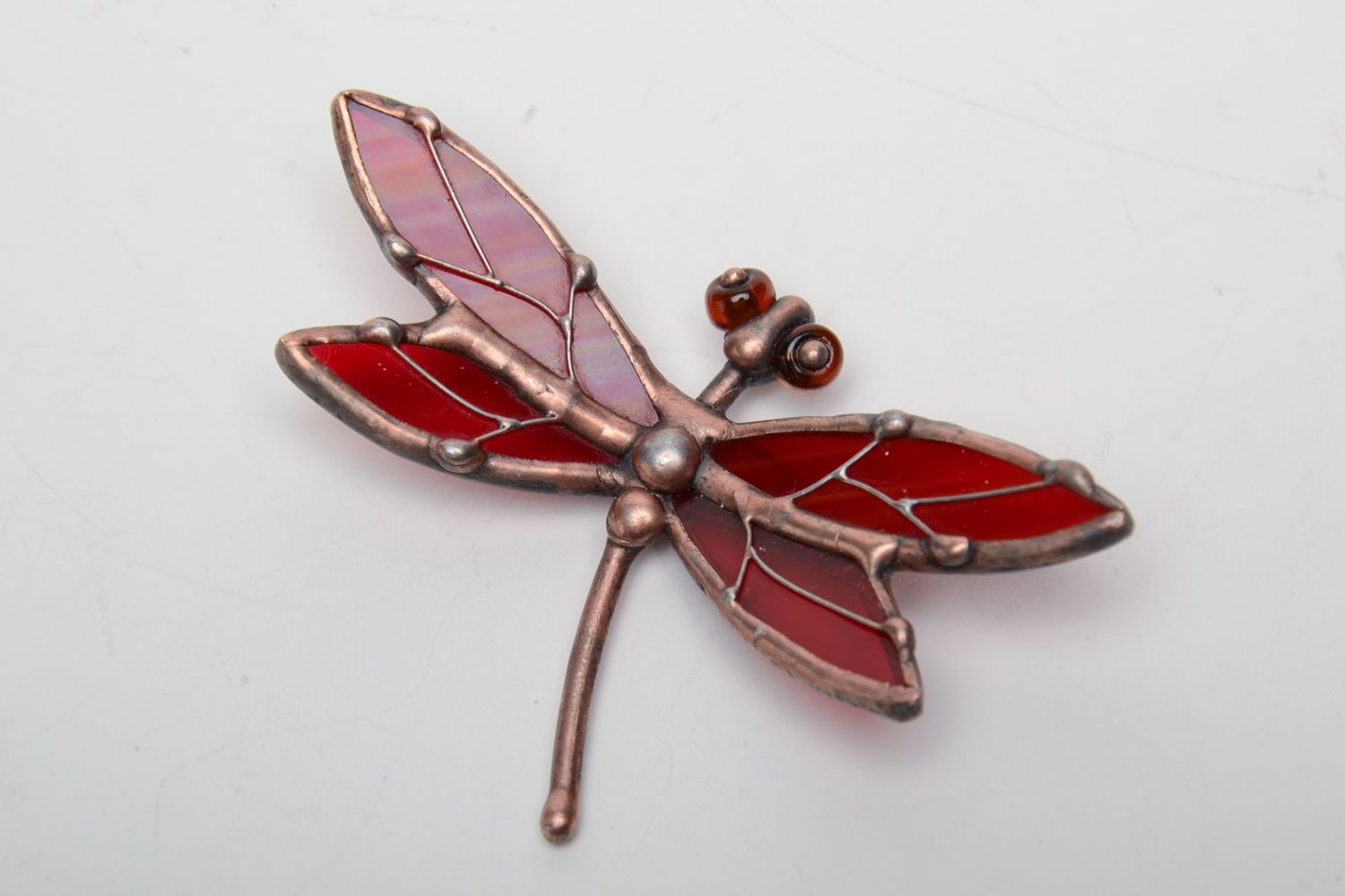 Stained glass brooch in the shape of dragonfly photo 3