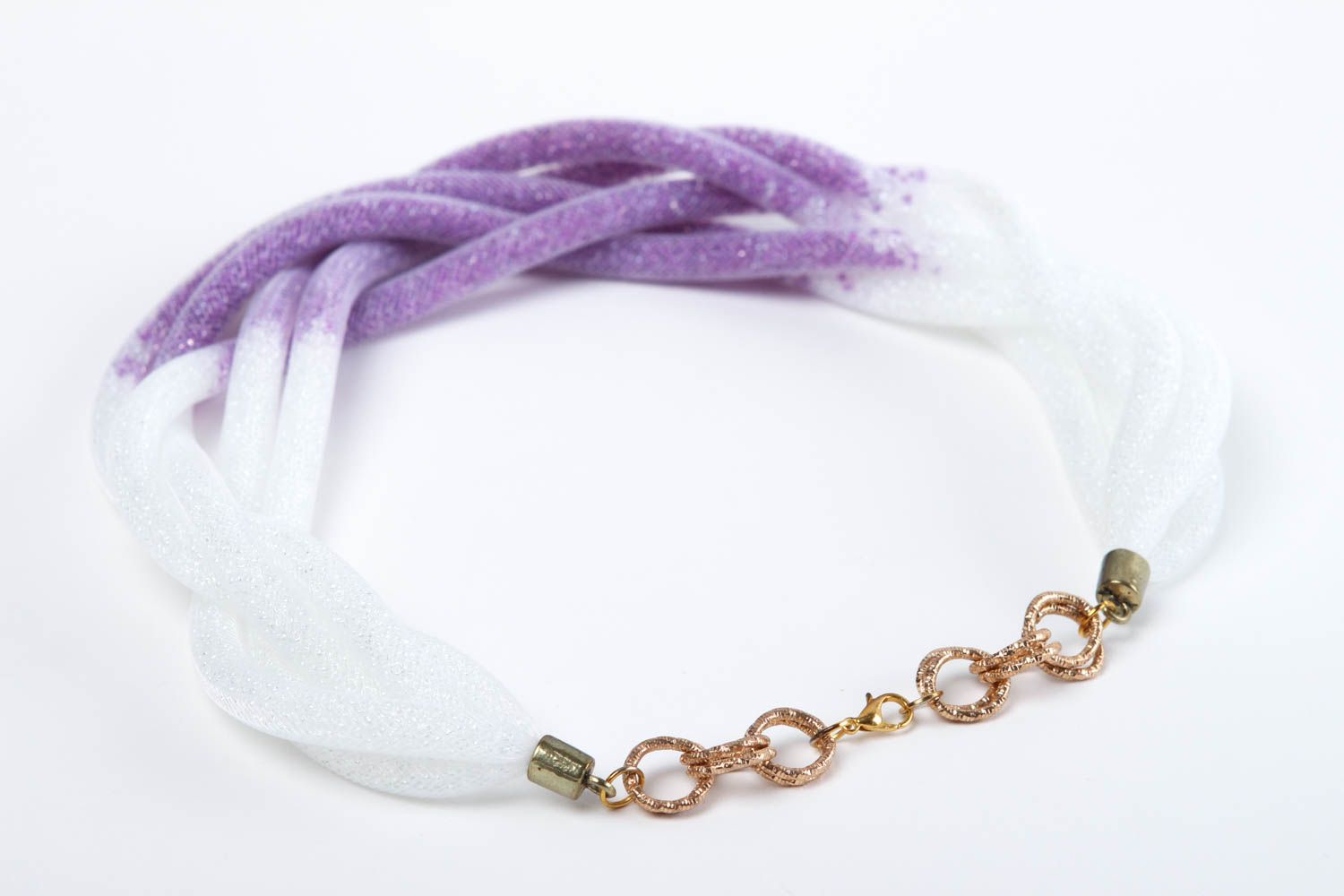 Collier tendance Bijou fait main perles de rocaille blanc-violet Cadeau femme photo 4