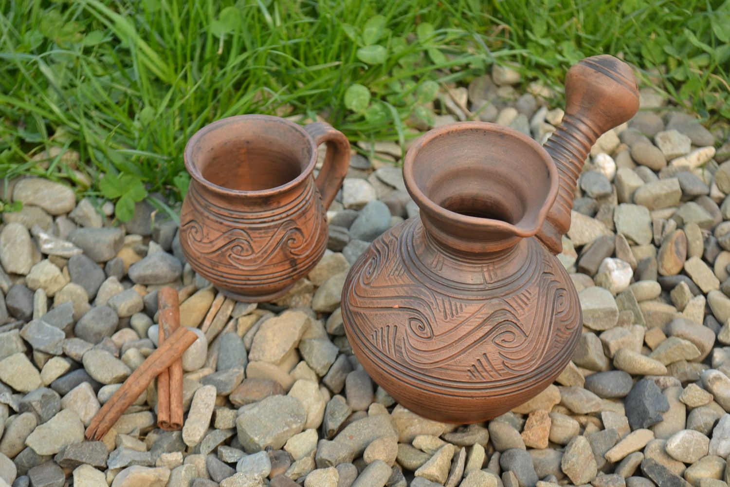 Conjunto de vajilla de cerámica cezve para café y taza artesanales 400 y 150 ml foto 1