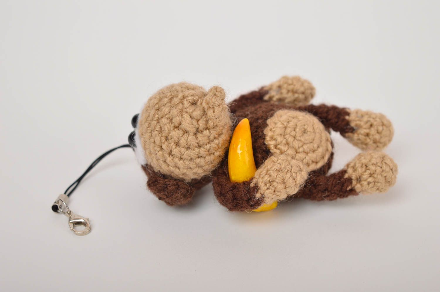 Handmade Kuscheltier Affe Anhänger für Schlüssel gehäkeltes Spielzeug klein foto 4