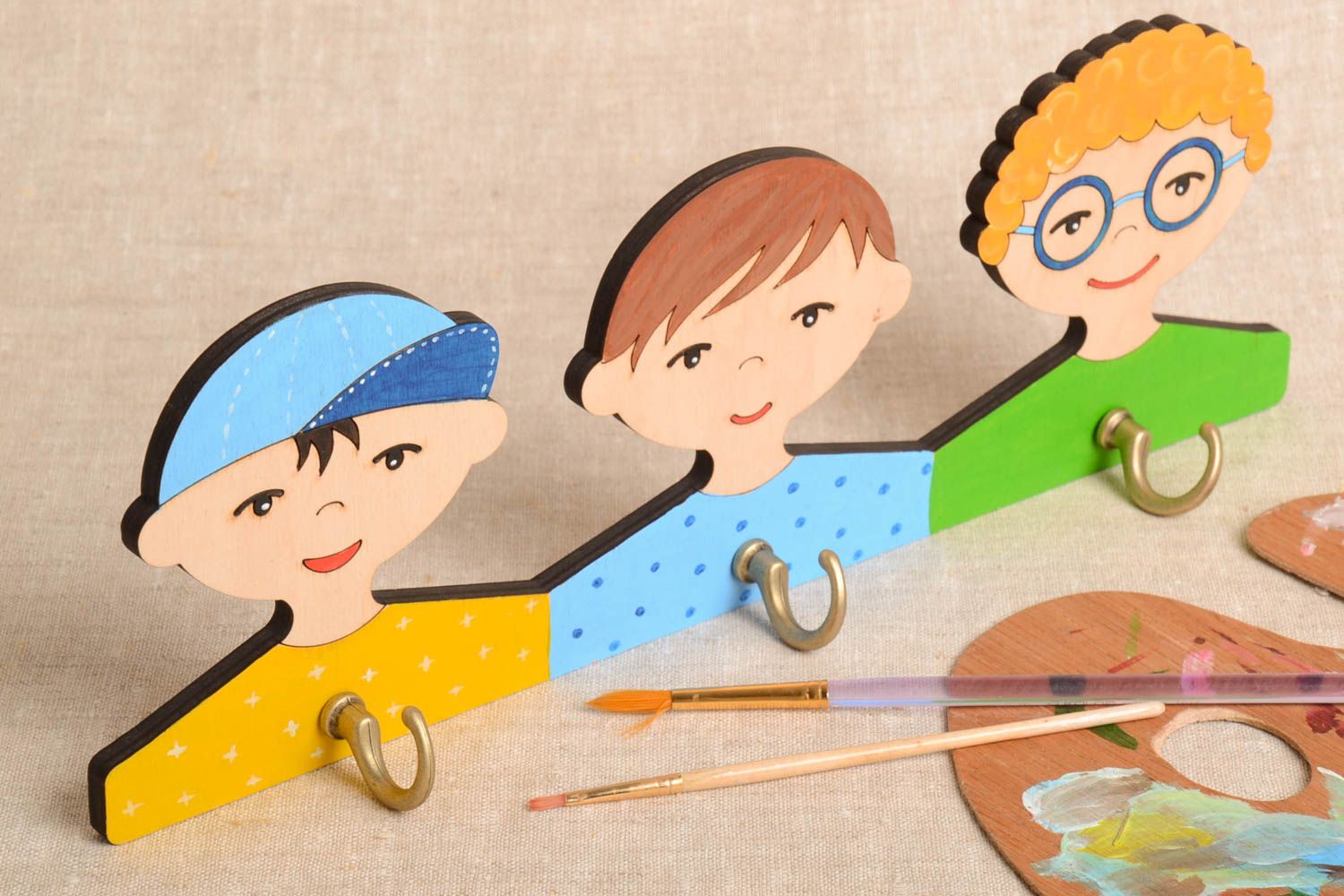 Детская вешалка ручной работы вешалка для одежды цветная крючки для одежды фото 1
