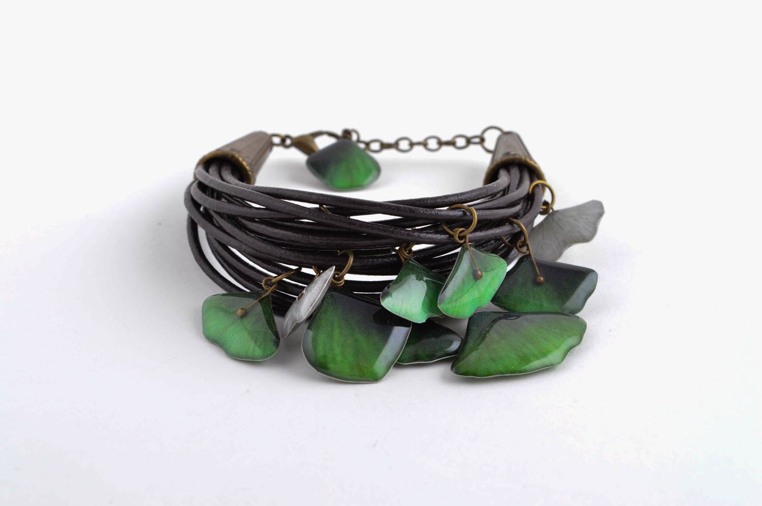 Handmade elegant leather bracelet stylish wrist bracelet elegant accessory photo 3