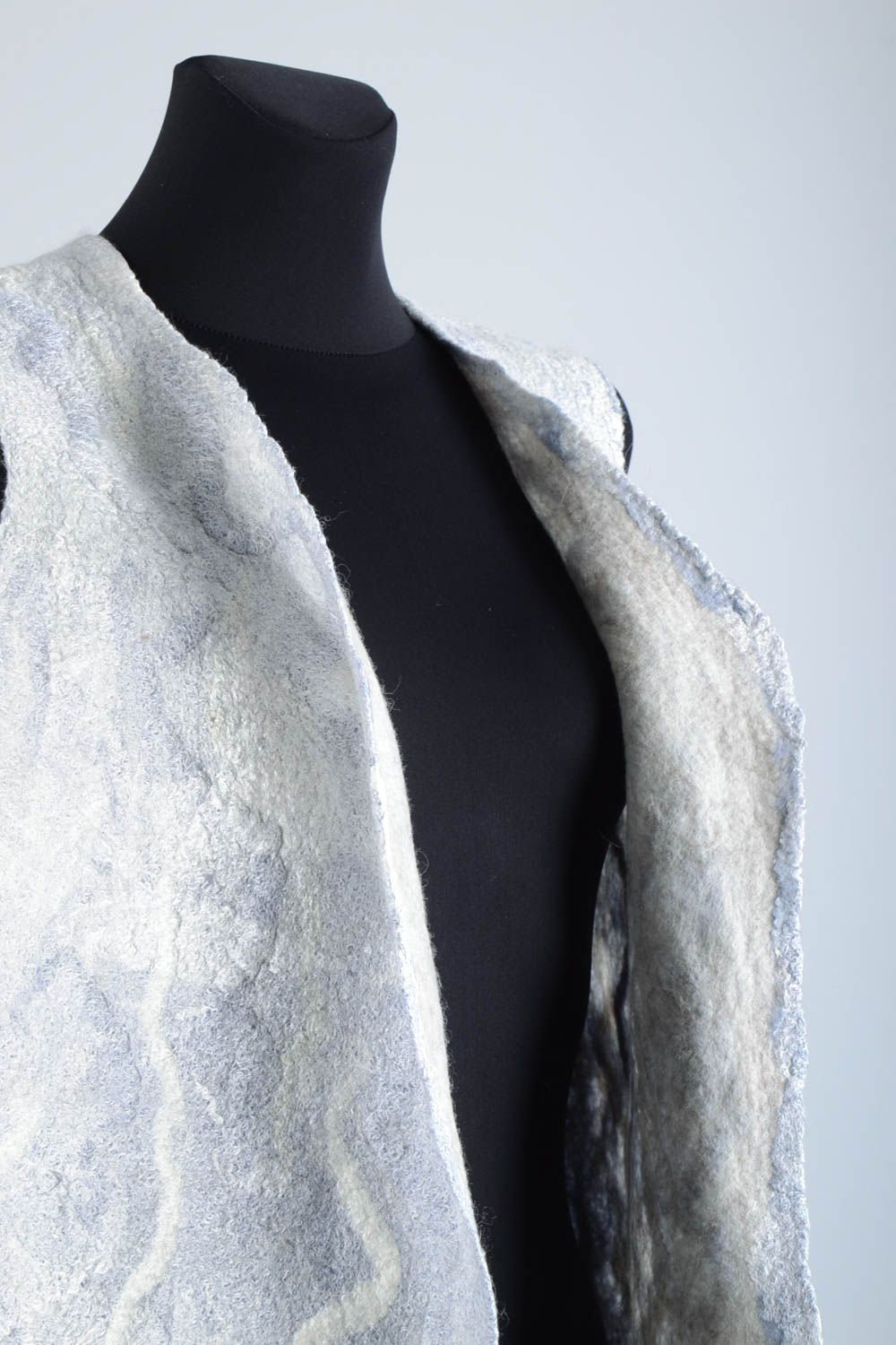 Female grey vest handmade warm vest stylish beautiful clothes winter vest photo 2