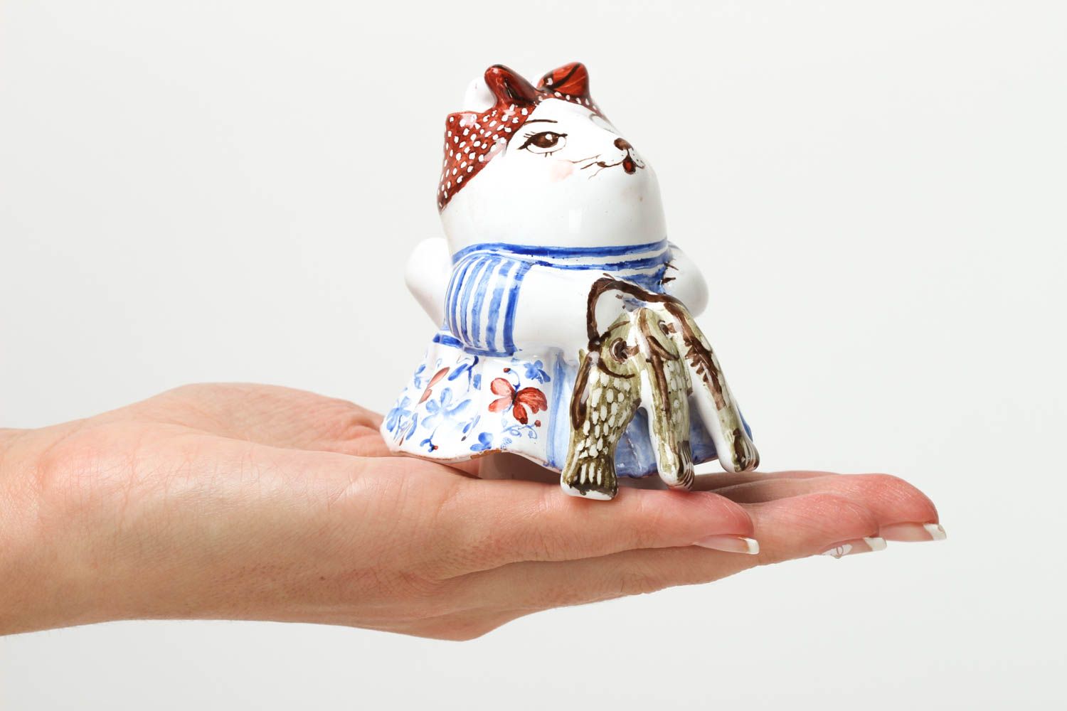 Handmade Deko Dekofigur Katze ausgefallenes Geschenk Figur aus Ton hübsch foto 5