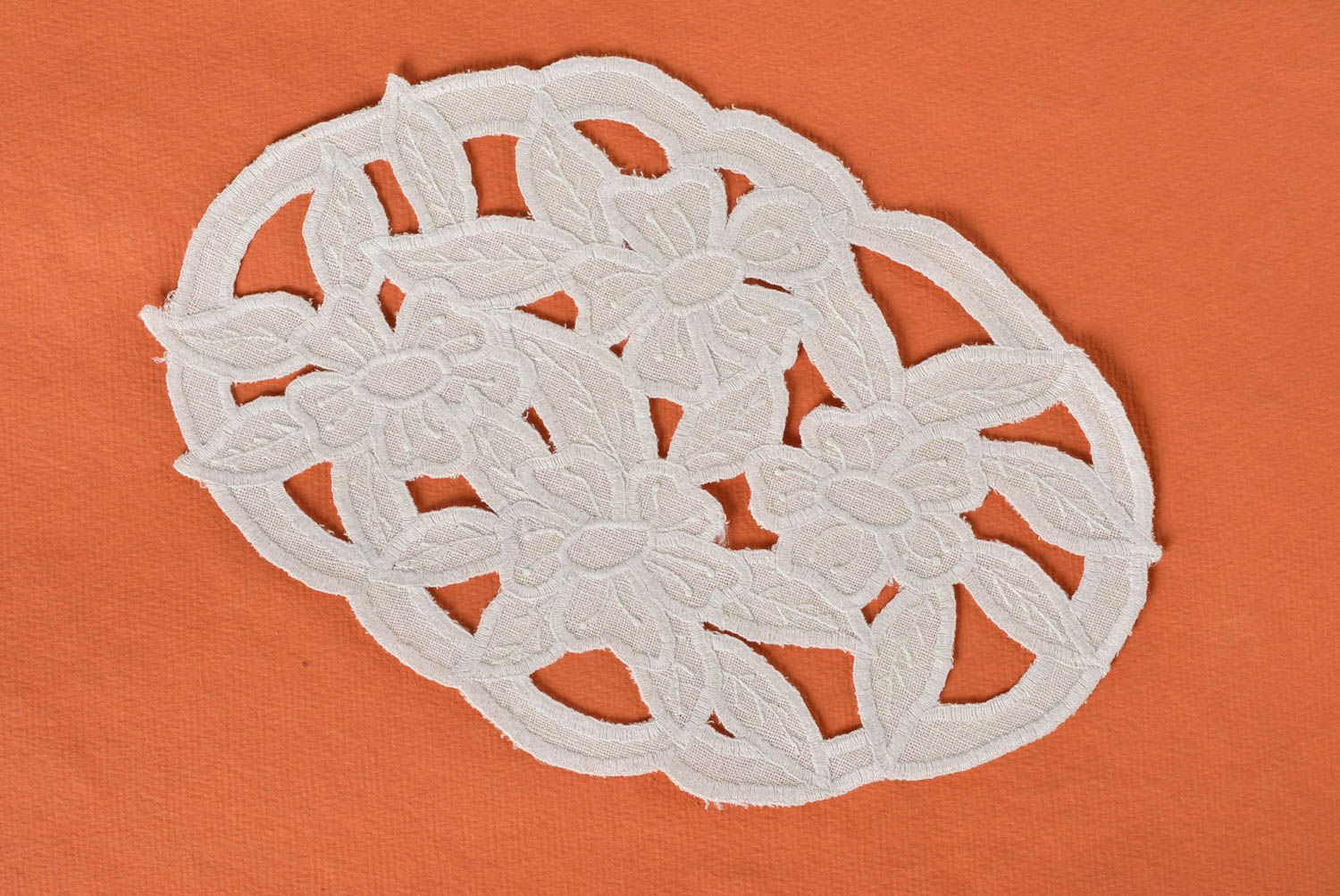 Handmade linen napkin designer interior decor ideas white flower napkin photo 1