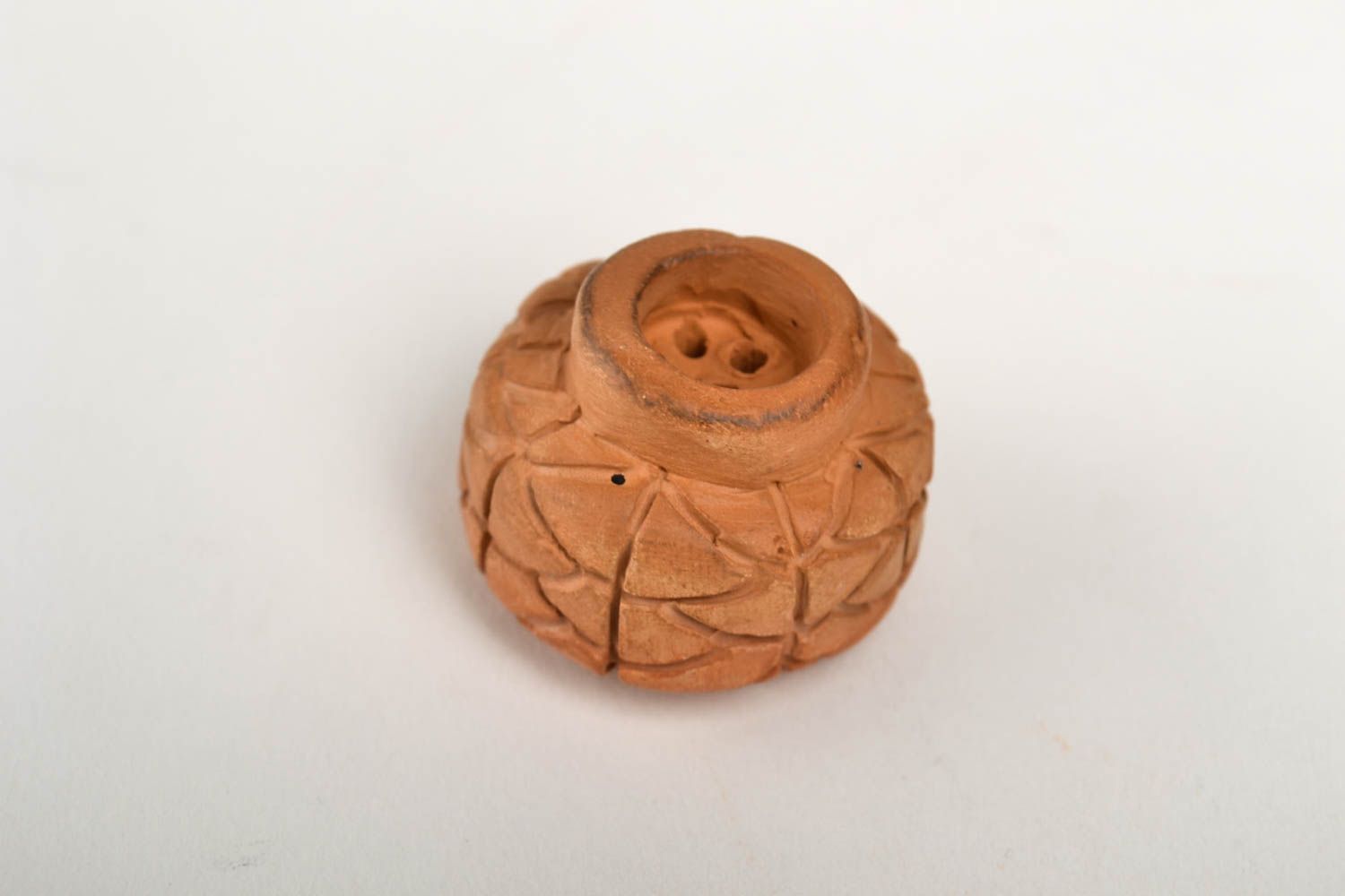 Handmade smoking bowl decorative clay thimble for hookah present for men photo 2
