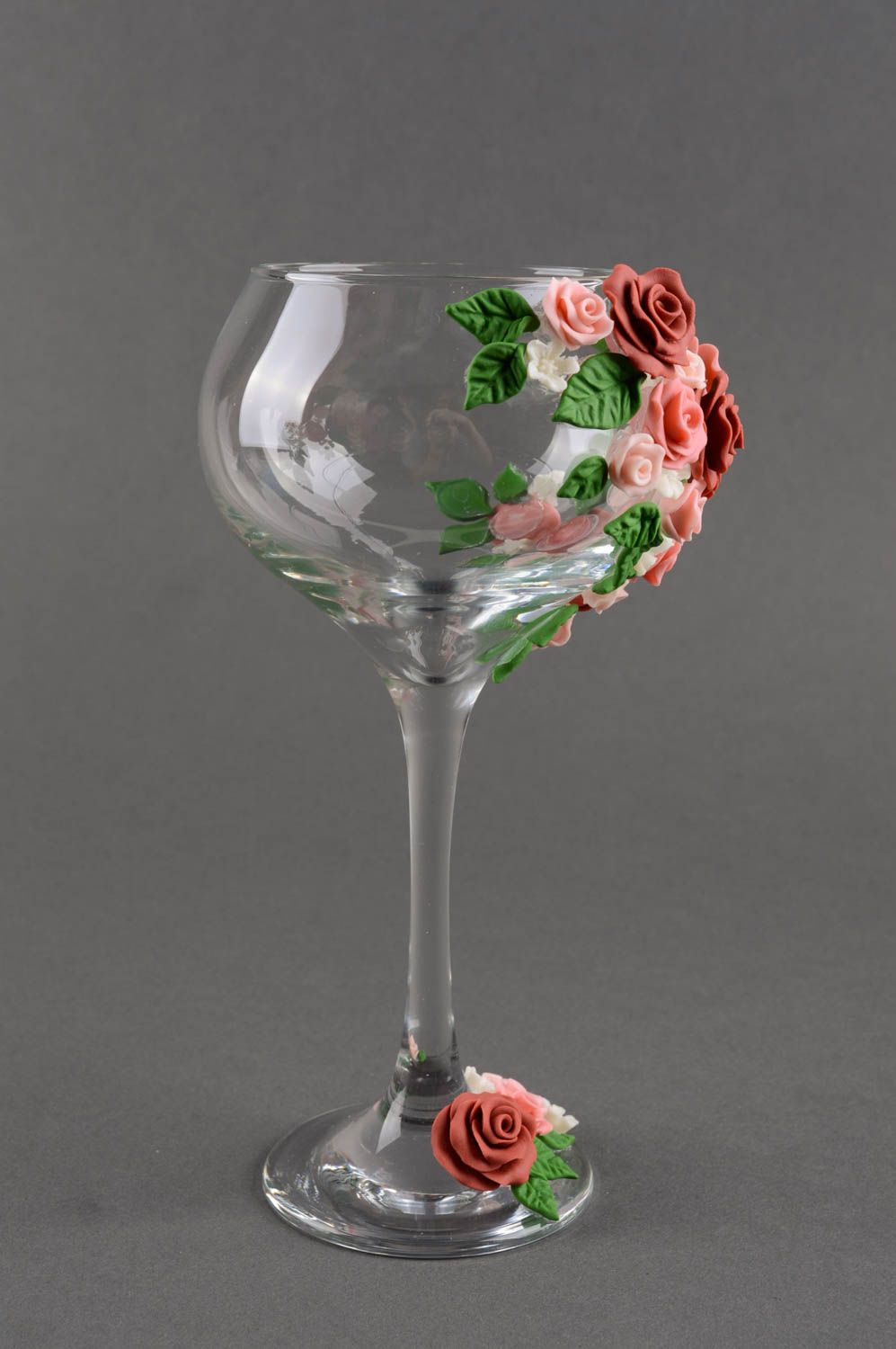 Coupes à champagne fait main Vaisselle en verre Cadeau mariage avec roses 2 pcs photo 4