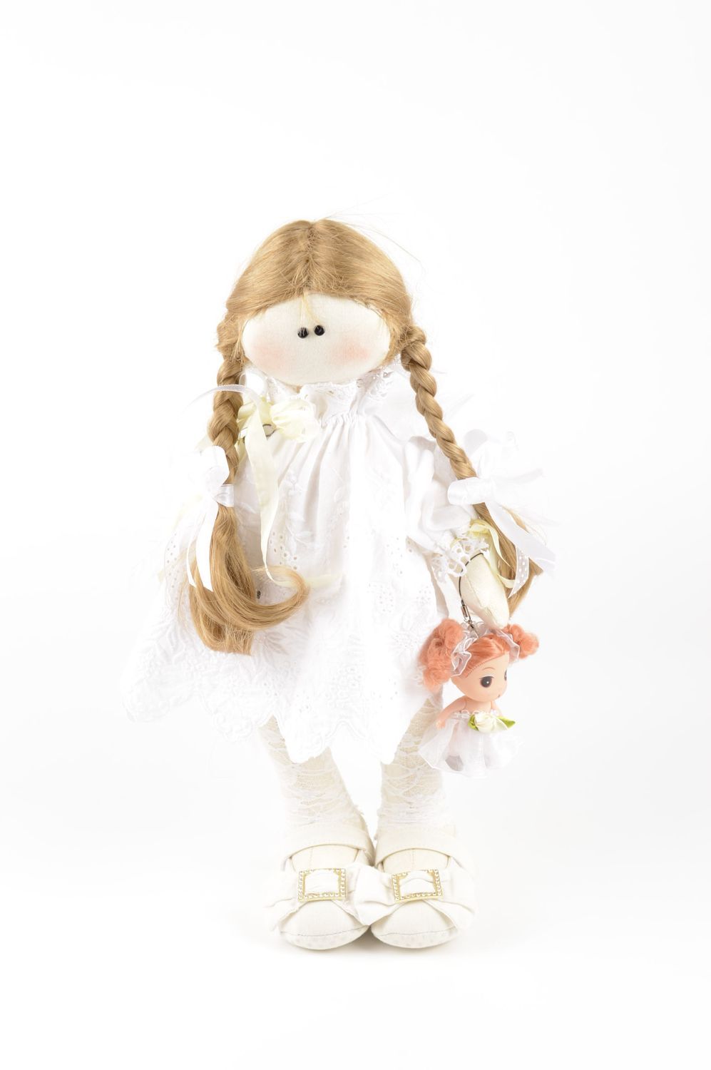 Handmade beautiful textile doll unusual stylish doll soft toys for kids photo 2