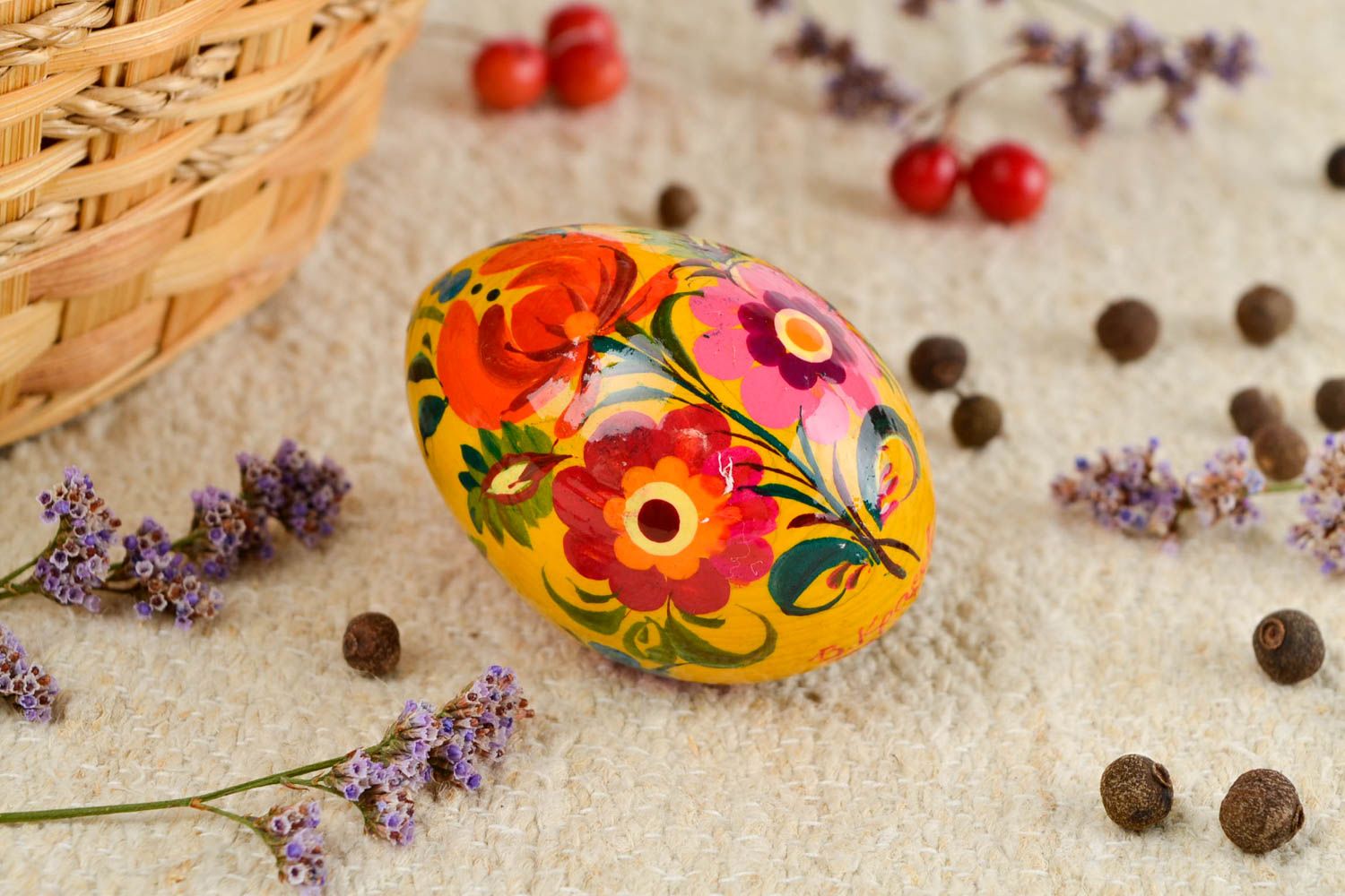 Decoración para Pascua hecha a mano huevo pintado de madera regalo original foto 1
