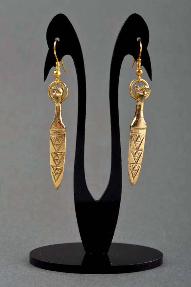 Handmade unusual earrings stylish designer earrings brass metal jewelry photo 1