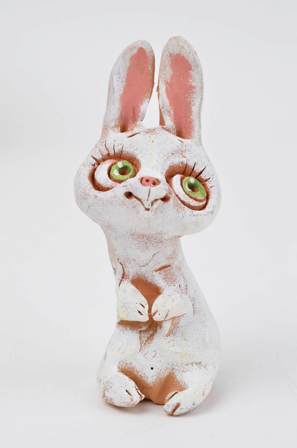 Figurine lapin blanc faite main Statuette design en argile originale Déco maison photo 2