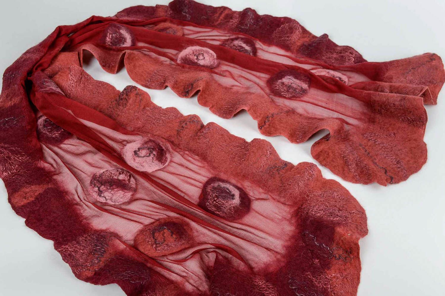 Schal Tuch Damen Schal handmade Schal aus Seide und Wolle Tuch rot originell foto 4