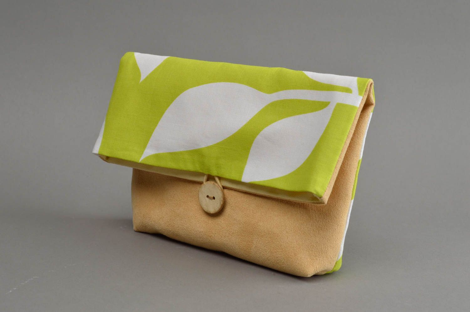 Stylish handmade beauty bag unusual faux suede beauty bag fashion accessories photo 1