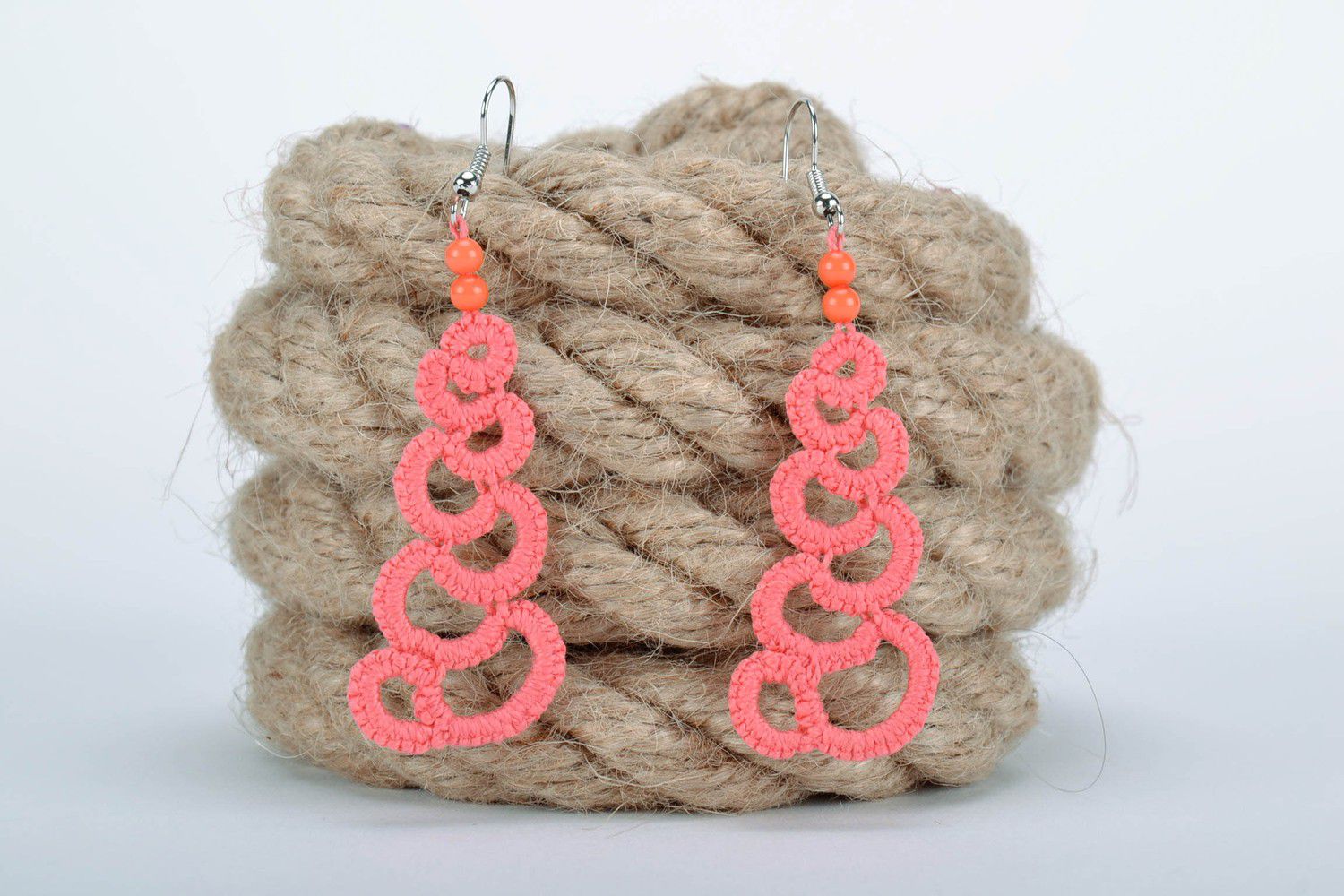 Earrings made from woven lace Snake photo 3