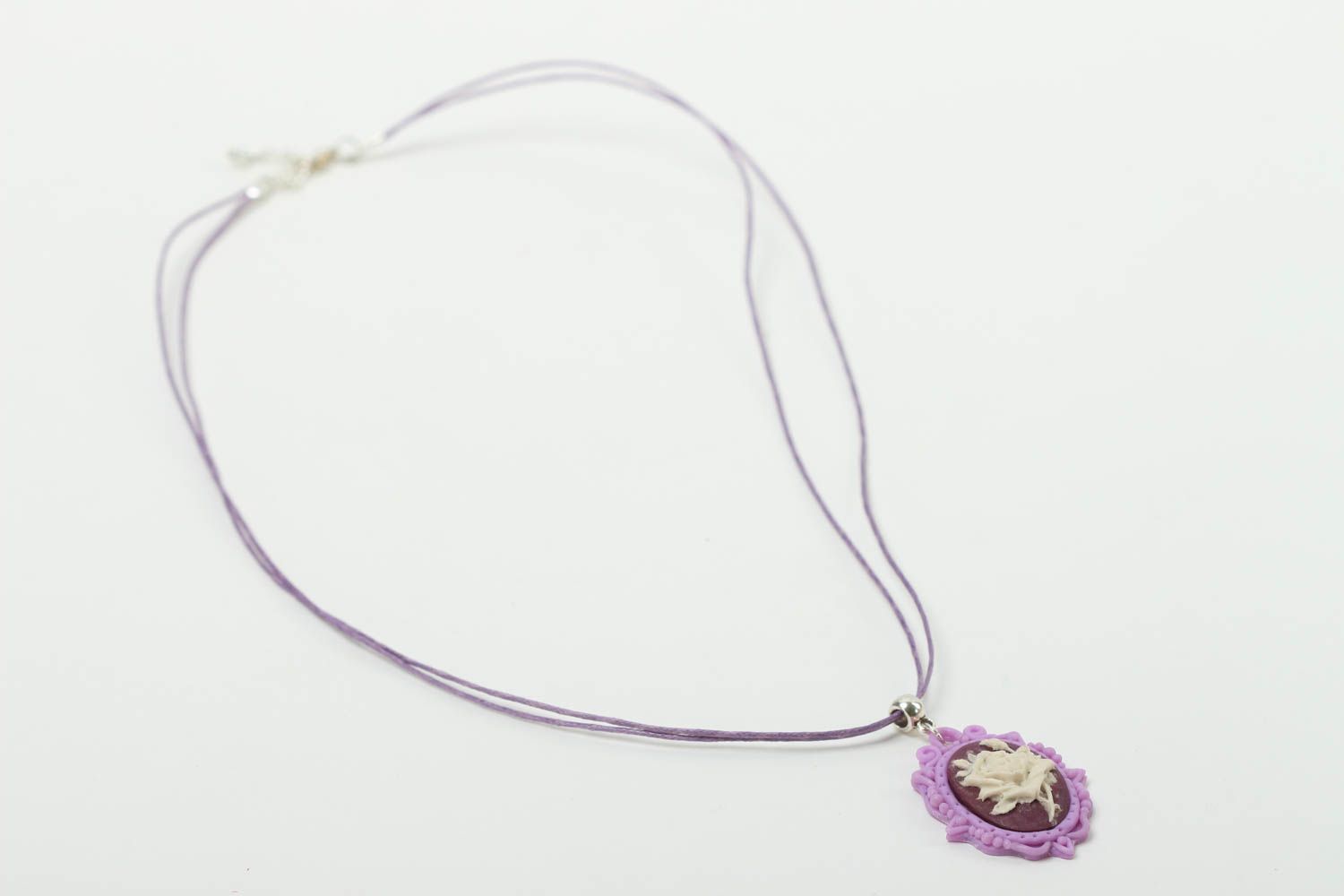 Colgante de arcilla polimérica lila accesorio para mujer bisutería artesanal foto 2