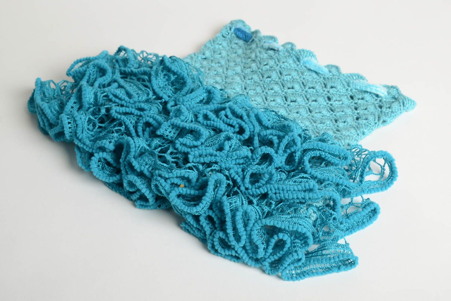 Jupe fille fait main Jupe tricot au crochet design oriignal bleu Vêtement fille photo 3