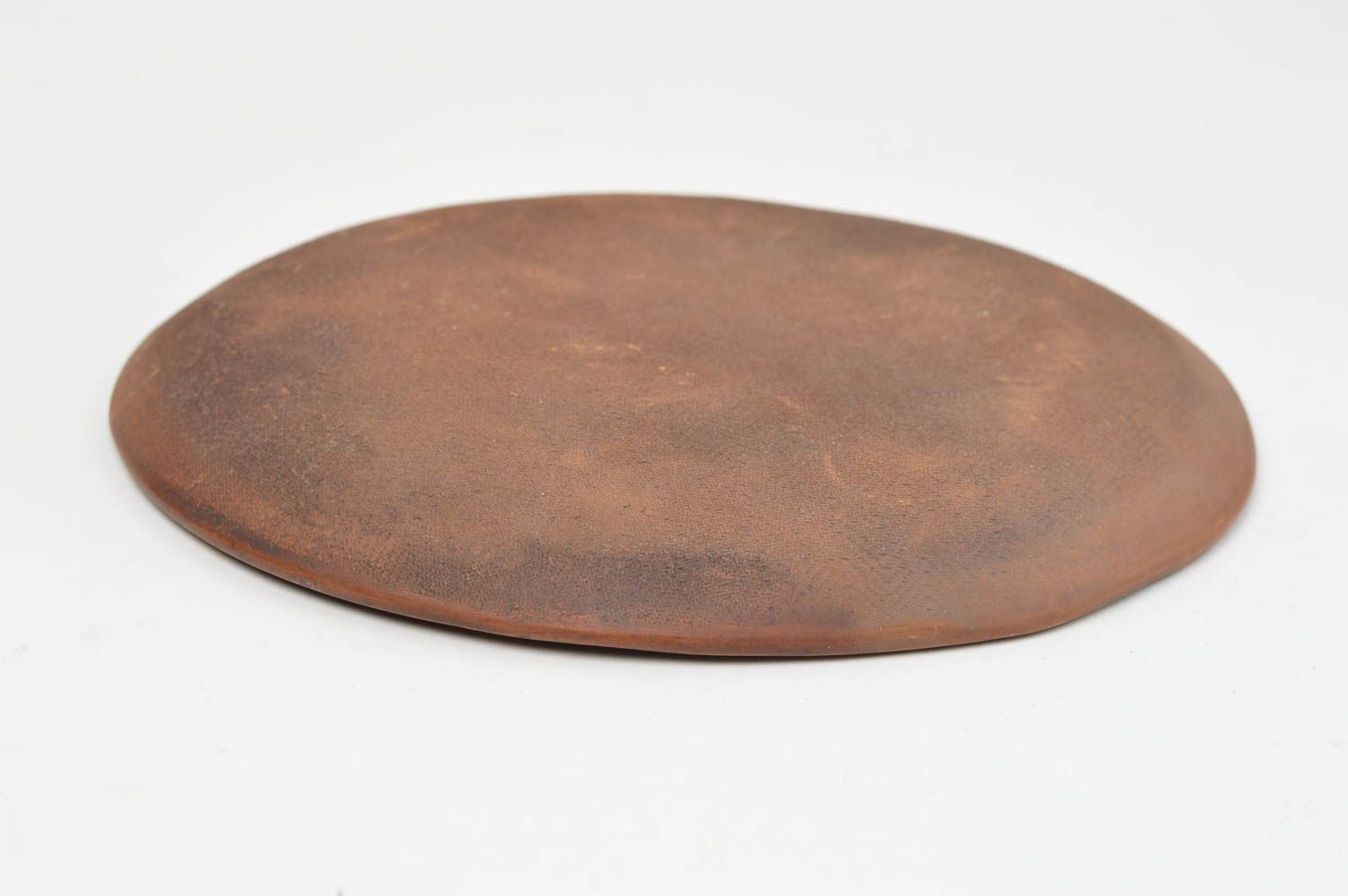Круглая плоская тарелка из глины с углублением ручная лепка Водоросли  фото 4