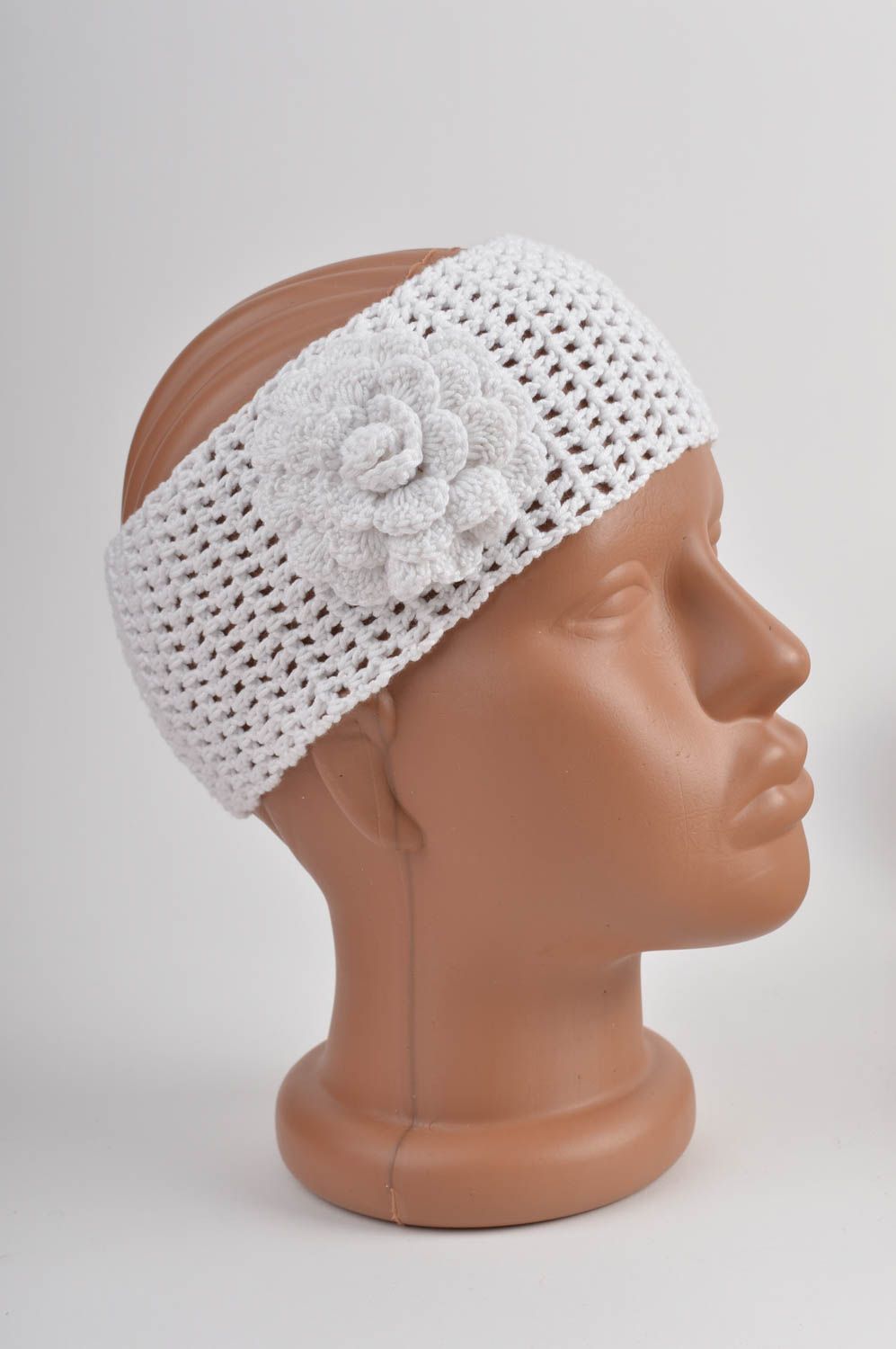 White crocheted headband unusual accessory for kids beautiful headband photo 2