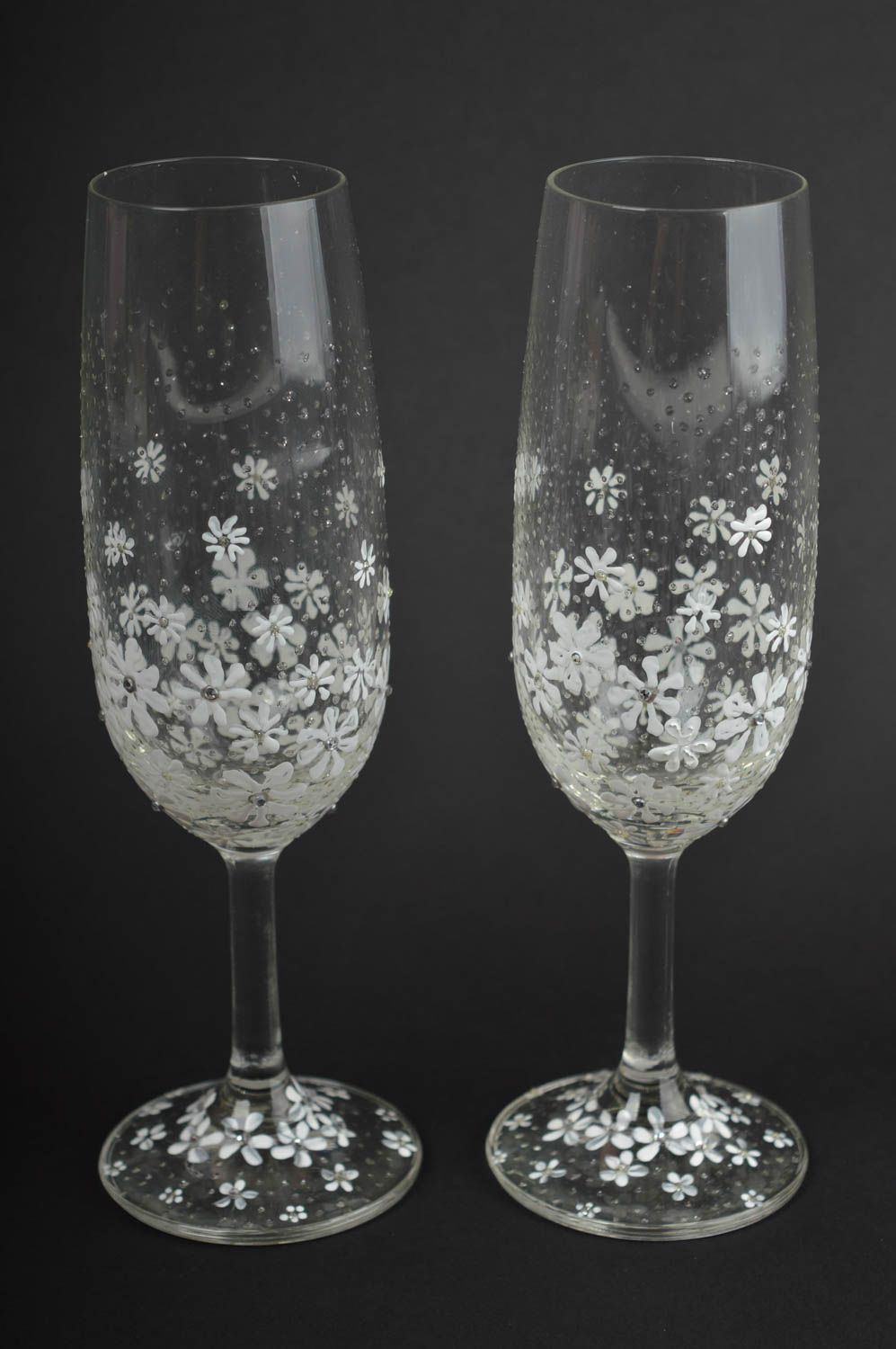 Бокалы ручной работы фужеры для шампанского бокалы из стекла набор 2 шт фото 2