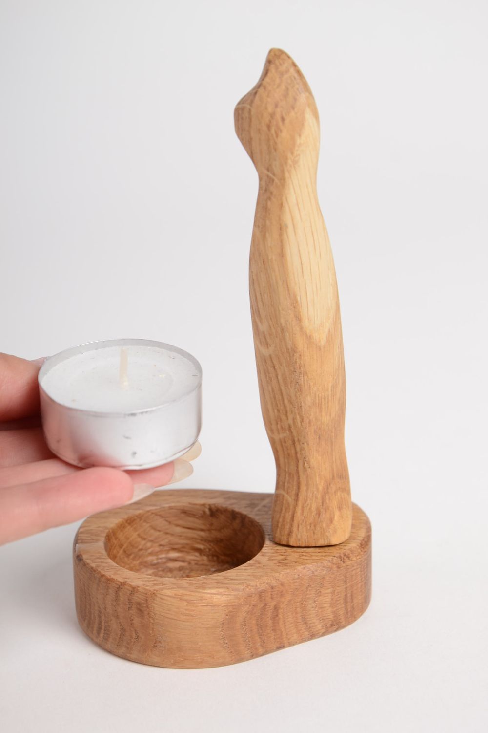 Kerzenhalter aus Holz Handmade Geschenk Idee Haus Dekoration Tisch Kerzenständer foto 3