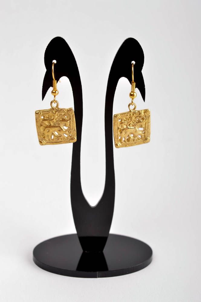 Modeschmuck Ohrringe handmade Metall Schmuck Ohrringe für Damen quadratisch  foto 2
