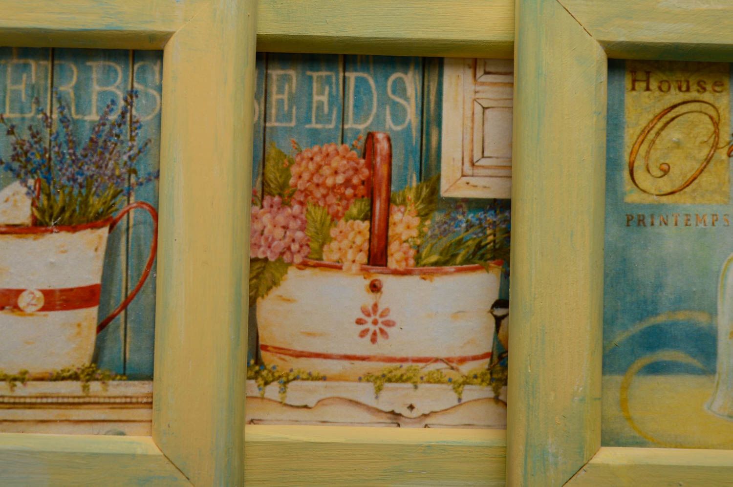 Tableaux muraux décoratifs faits main en bois serviettage avec images d'été photo 2