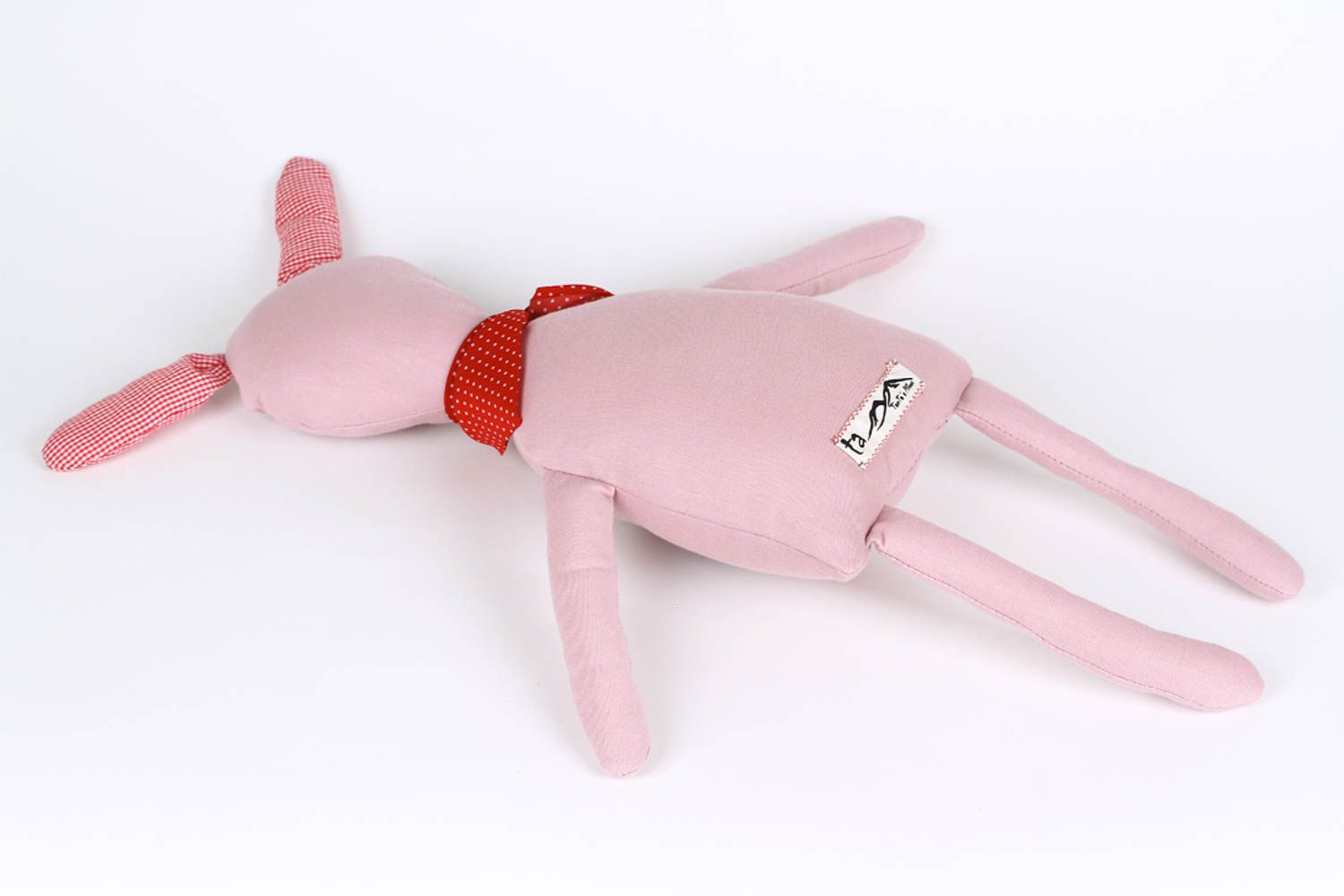 Игрушка заяц ручной работы стильный подарок авторская игрушка розовая красивая фото 5