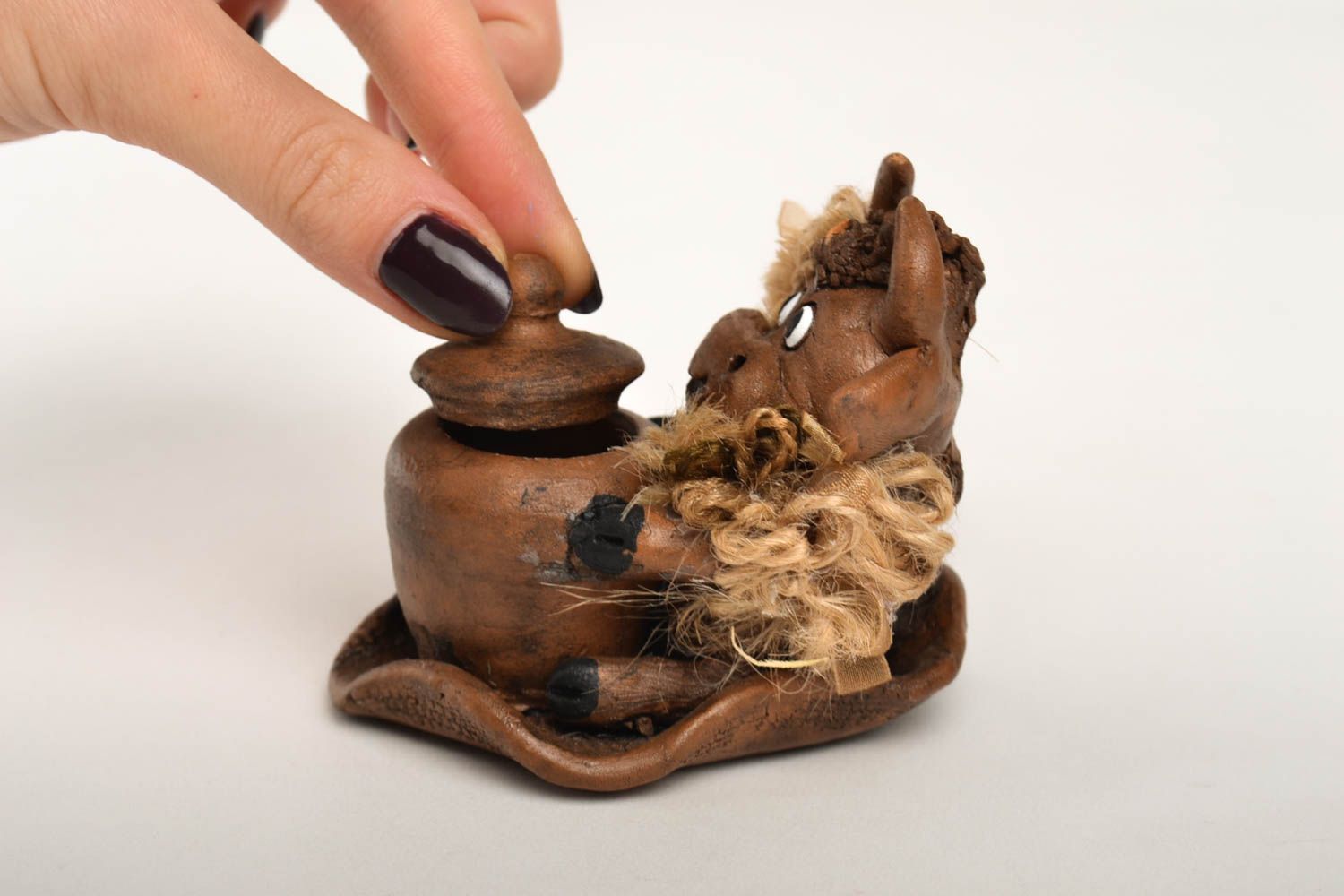 Figurina fatta a mano statuina in ceramica souvenir animaletto in terracotta foto 3