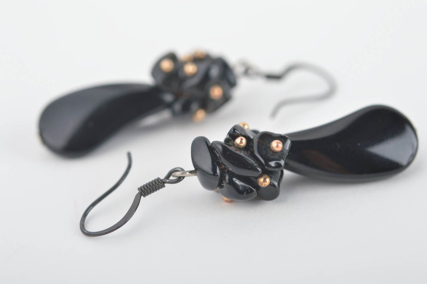 Schmuck aus Keramik handmade Damen Ohrringe in Schwarz Geschenk für Frauen foto 4